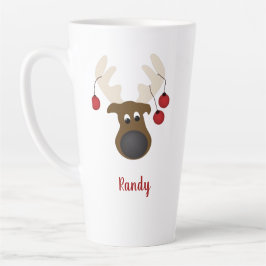 Caneca De Café Latte Reindeer de Natal personalizado 17oz