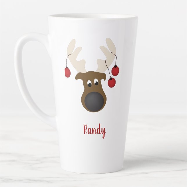 Caneca De Café Latte Reindeer de Natal personalizado 17oz (Esquerda)