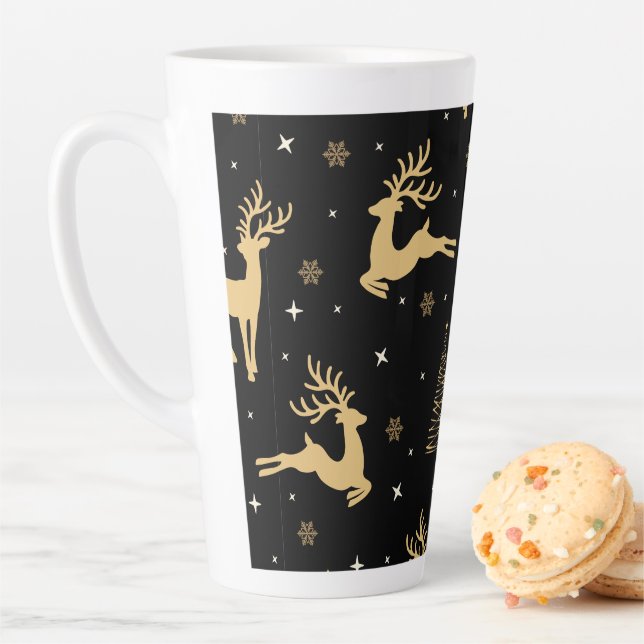 Caneca De Café Latte Reindeer Preto e Dourado (In Situ)
