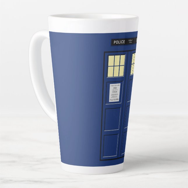 Caneca De Café Latte Reino Unido - Blue Police Call Box 1 (Ângulo esquerdo)