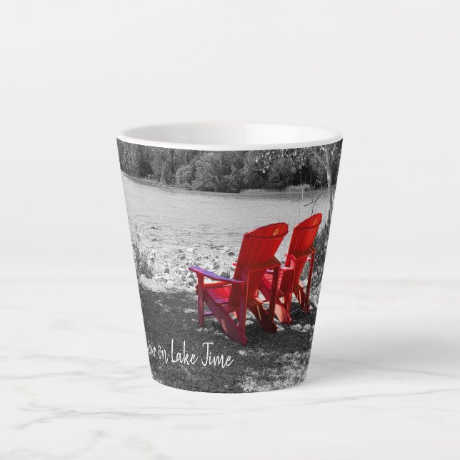 Caneca De Café Latte Relaxe, você está no horário do lago (Frente)