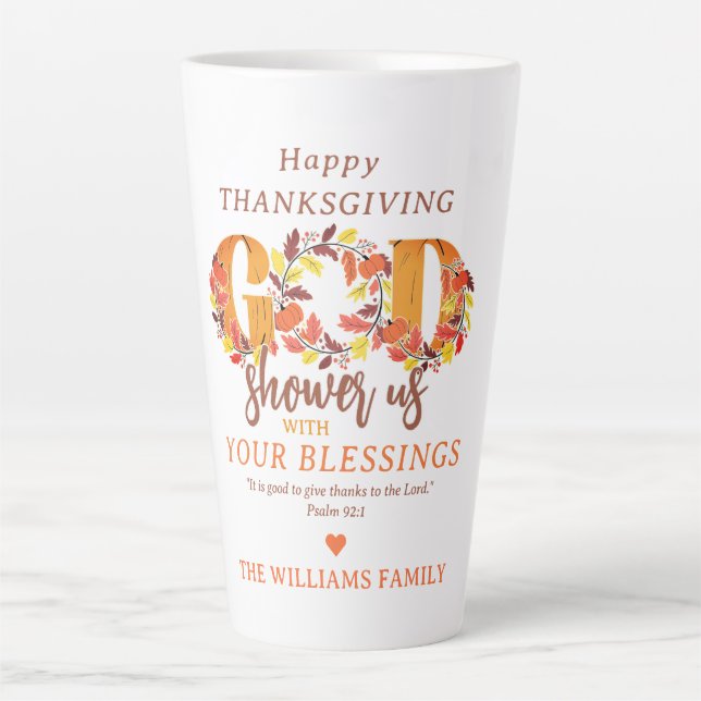 Caneca De Café Latte Religious Christian Thanksgiving Faith Bible Quote (Frente)