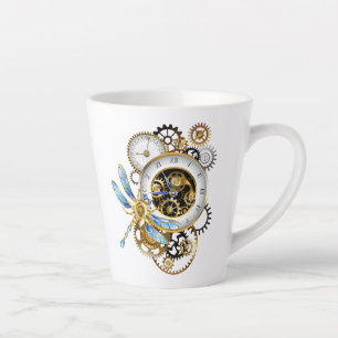 Caneca De Café Latte Relógio Steampunk com Dragonfly Mecânica