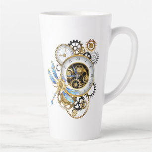 Caneca De Café Latte Relógio Steampunk com Dragonfly Mecânica