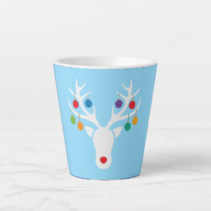 Caneca De Café Latte Rena Moderna Festiva Rudolph com Enfeite