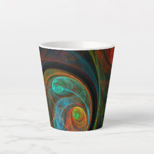 Caneca De Café Latte Renascimento de Abstrato de Arte Azul