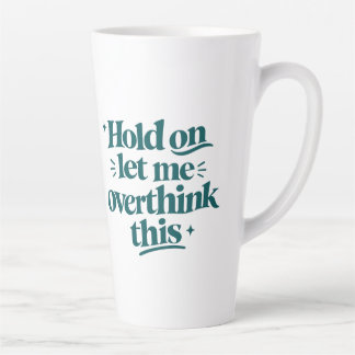 Caneca De Café Latte Repense Esta Citação Divertida Tipo Moderno em Azu