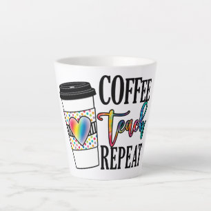 Caneca De Café Latte Repetição de Ensino de Café - Vida Divertida de Pr