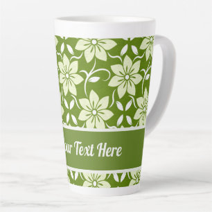 Caneca De Café Latte Repetição Personalizada de Flor de Oliveira