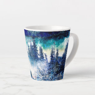 Caneca De Café Latte Representação de uma Floresta Serena de inverno