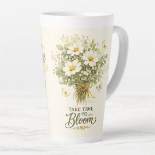 Caneca De Café Latte Reserve um Tempo para Florescer Design de Buquê