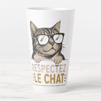 Caneca De Café Latte Respectez le chat – Illustration de chat à lunette