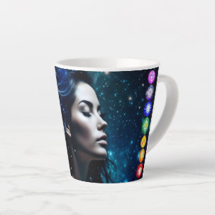 Caneca De Café Latte Respirar e liberar   Linda mulher etérea