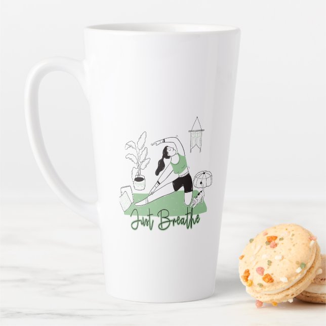 Caneca De Café Latte Respire A Meditação De Yoga (In Situ)