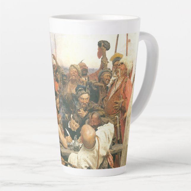 Caneca De Café Latte Resposta dos cossacos-Ilya Zaporozhian (Ângulo direito)