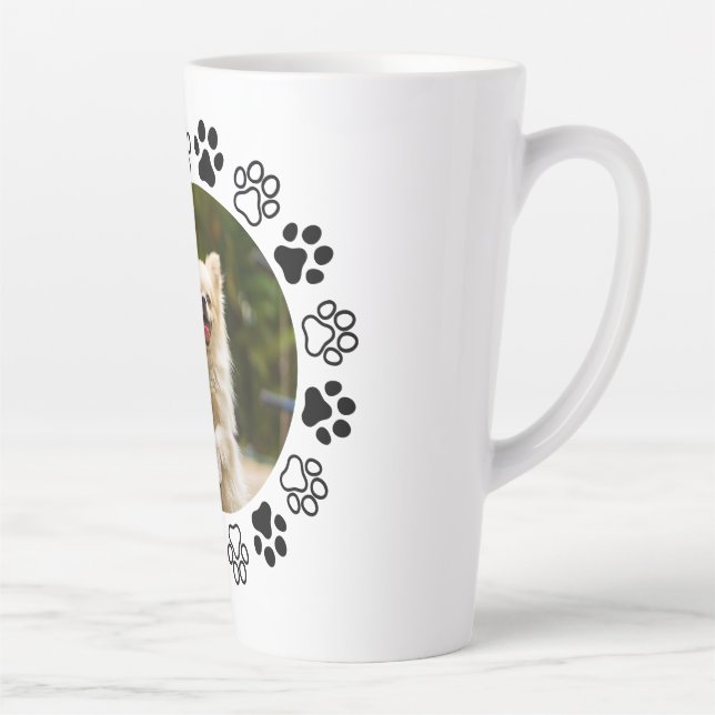Caneca De Café Latte Retrato canino comumizável para cães (Direita)