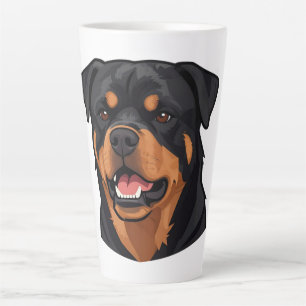 Caneca De Café Latte Retrato da Cabeça de Rottweiler