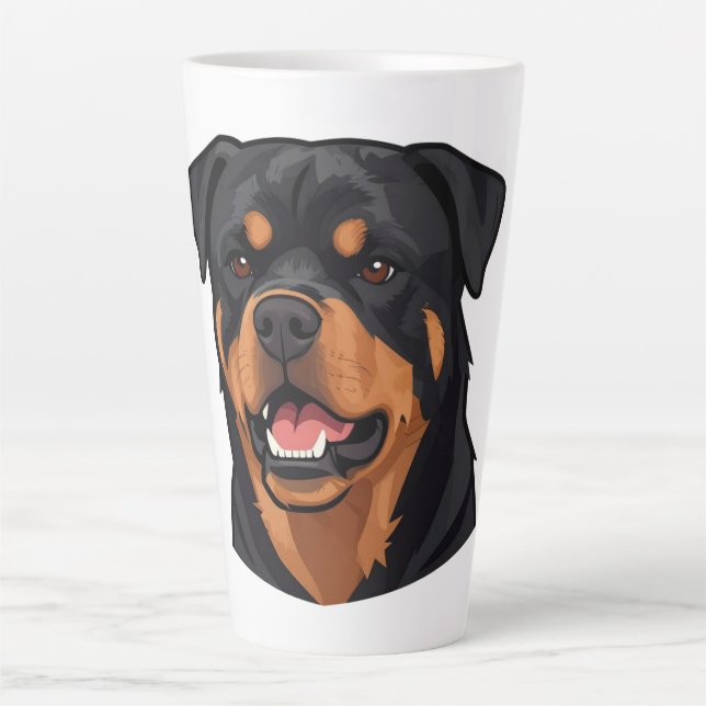 Caneca De Café Latte Retrato da Cabeça de Rottweiler (Frente)
