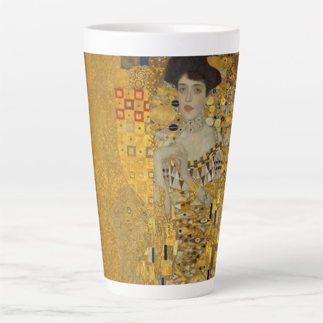 Caneca De Café Latte Retrato de Adele Bloch-Bauer I por Gustav Klimt (Frente)