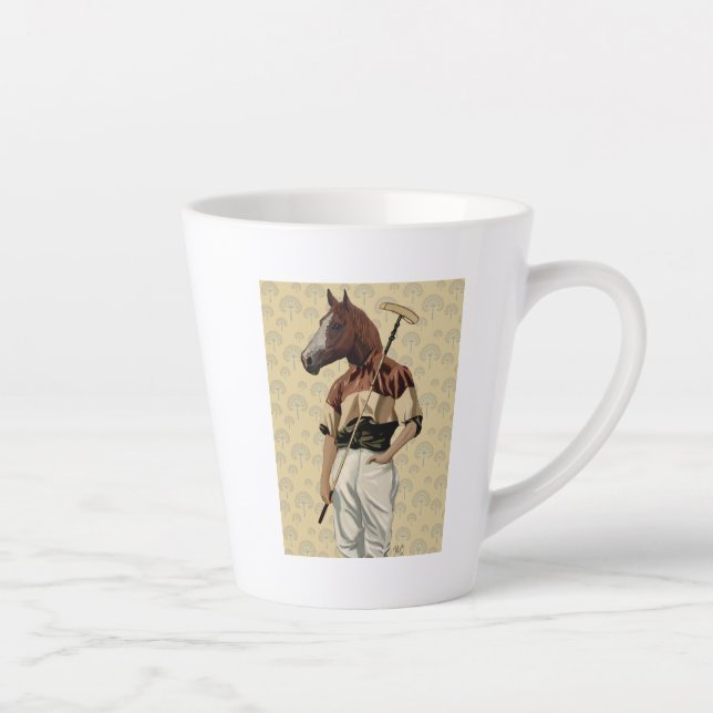 Caneca De Café Latte Retrato de Polo Horse (Direita)