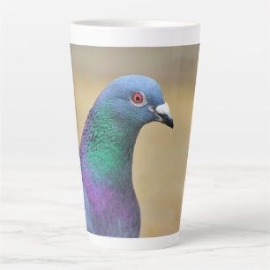 Caneca De Café Latte retrato de pombo Pena Colorida Fotografia de Ave