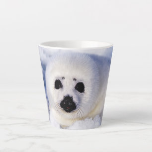 Caneca De Café Latte Retrato de uma Pup Harp Seal
