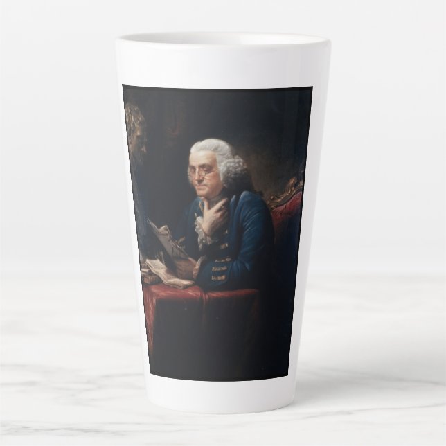 Caneca De Café Latte Retrato do polegar, Benjamin Franklin fundador do  (Frente)