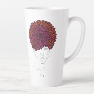 Caneca De Café Latte Retrato Personalizado da Flor de Nascimento de Nov