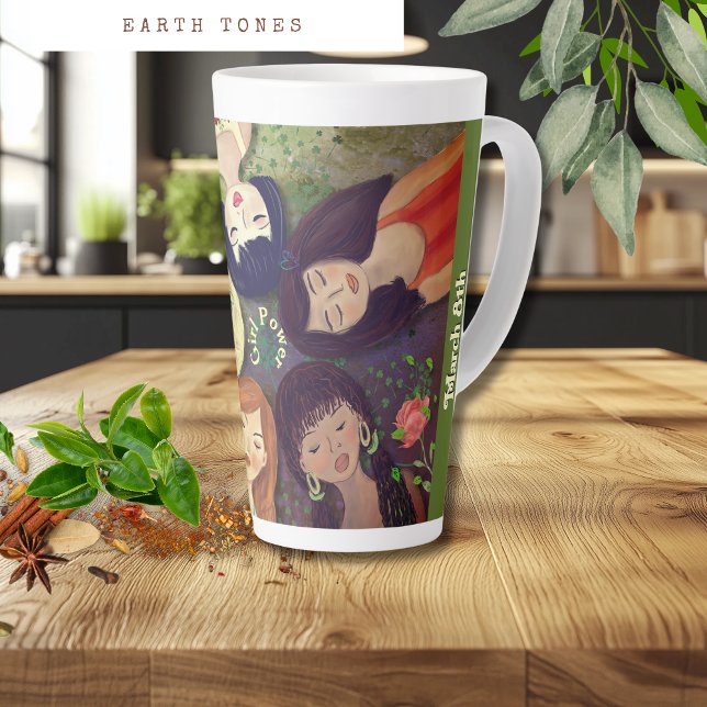 Caneca De Café Latte Retratos femininos do Dia Internacional da Mulher (International Women's Day Woman Portraits Latte Mug)