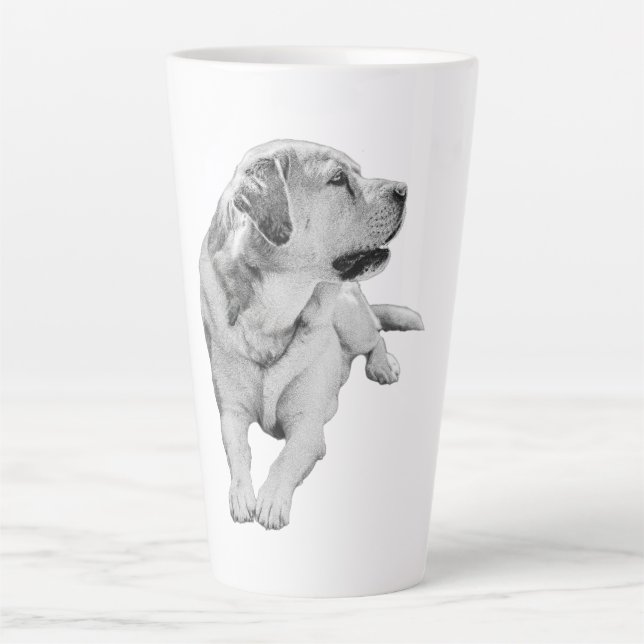 Caneca De Café Latte Retriever, Sombreado Suave (Frente)