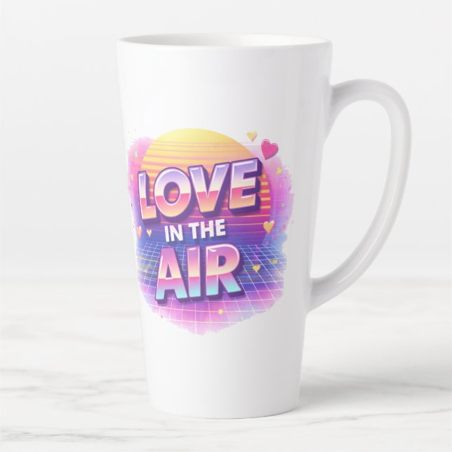 Caneca De Café Latte  Retro 80's Love In The Air Valentine Lover Candle (Direita)