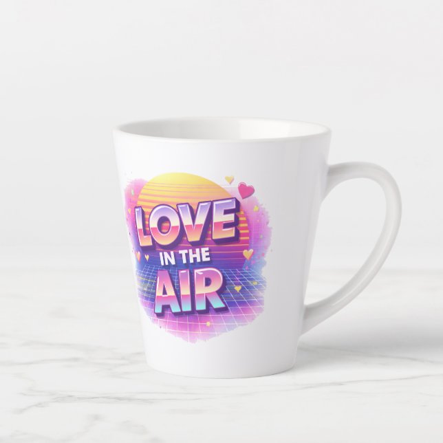 Caneca De Café Latte  Retro 80's Love In The Air Valentine Lover Candle (Direita)