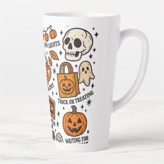 Caneca De Café Latte Retro Abóbora Temática de Outono
