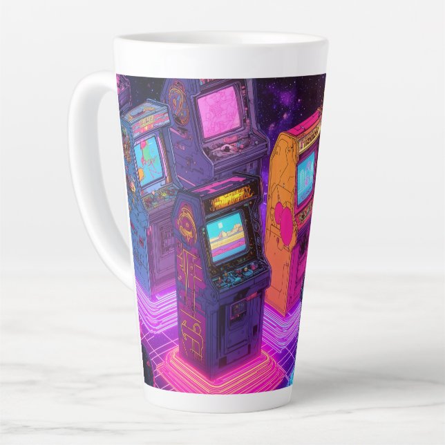 Caneca De Café Latte Retro Arcade Machines (Ângulo esquerdo)