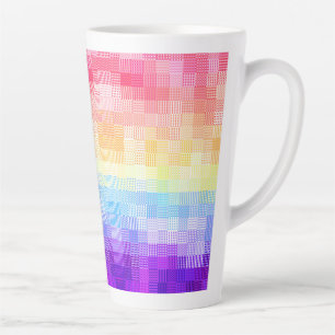 Caneca De Café Latte Retro Boho Funky Excêntrico Xenogênero Xadrez Orgu