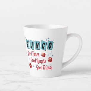 Caneca De Café Latte Retro de Dados de Amizade do Bunco Good Times