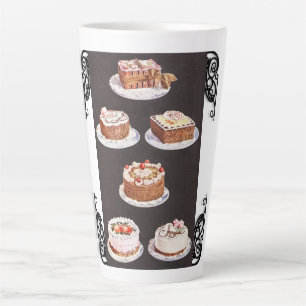 Caneca De Café Latte Retro decorativo de glacés de bolos de sobremesas 