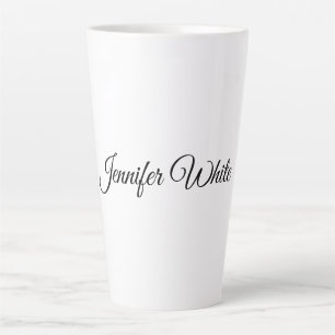 Caneca De Café Latte Retro Elegante Preto e Branco da Caligrafia