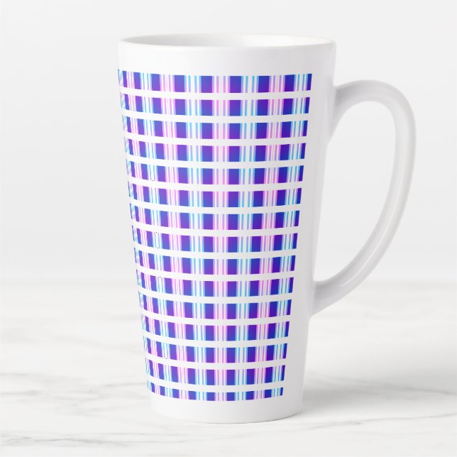 Caneca De Café Latte retro elétrico de striptease azul e roxa (Direita)