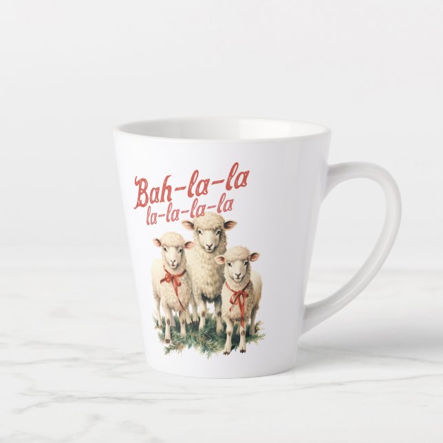 Caneca De Café Latte Retro fazenda bah la la la três ovelhas Natal (Direita)