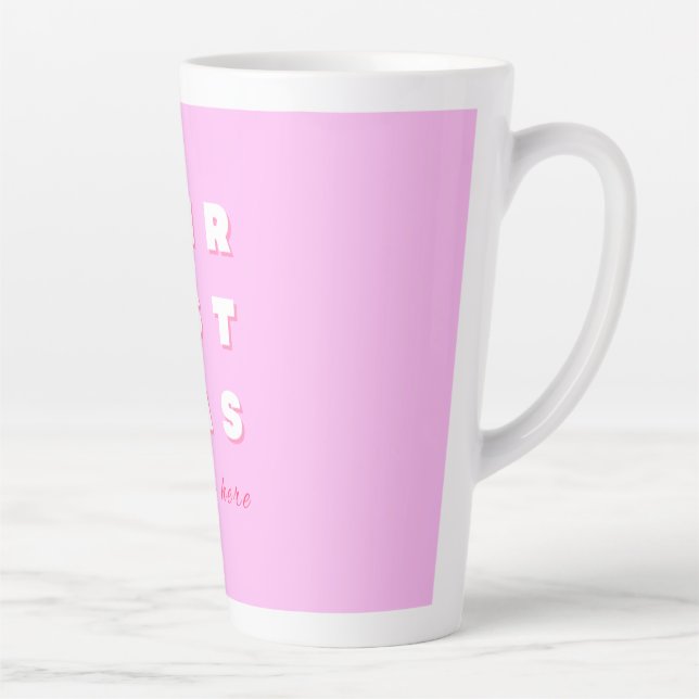 Caneca De Café Latte Retro Feliz Natal Pink Decor (Direita)