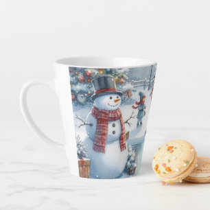 Caneca De Café Latte Retro Showman e Crianças - Lata de Natal