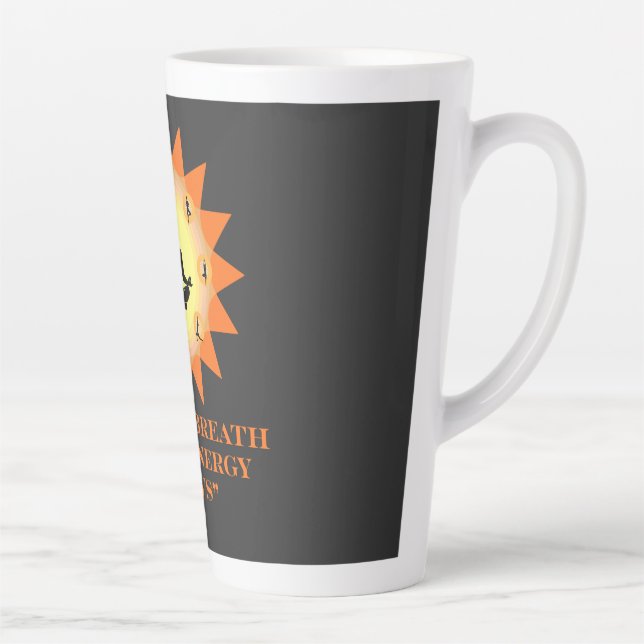 Caneca De Café Latte Retro Yoga Quote Powered by Breath ( (Direita)