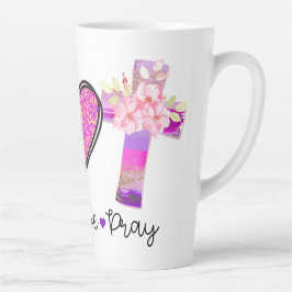 Caneca De Café Latte Rezar pelo Amor pela Paz