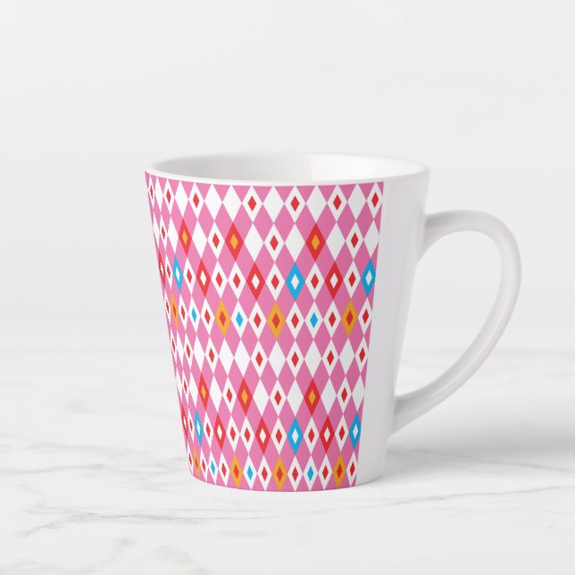 Caneca De Café Latte Rhombus Pattern (Direita)