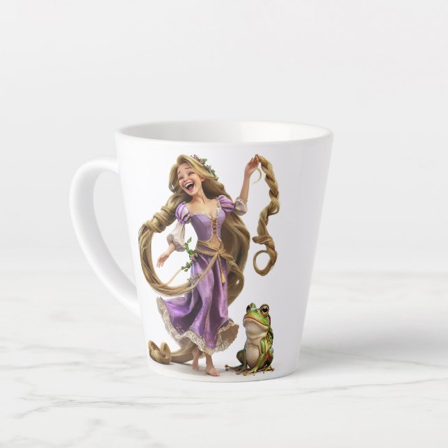 Caneca De Café Latte Rindo de Rapunzel (Ângulo esquerdo)