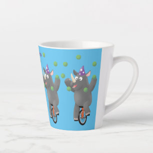 Caneca De Café Latte Rinoceronte giro e engraçado fazendo malabarismo e
