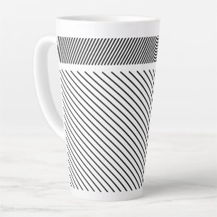 Caneca De Café Latte Ritmo Diagonal em Preto e Branco
