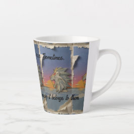 Caneca De Café Latte Roaring Lion Sunrise Papercut Latte Mug