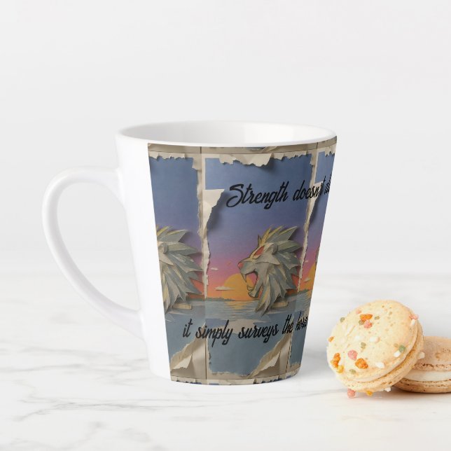 Caneca De Café Latte Roaring Lion Sunrise Papercut Latte Mug (In Situ)